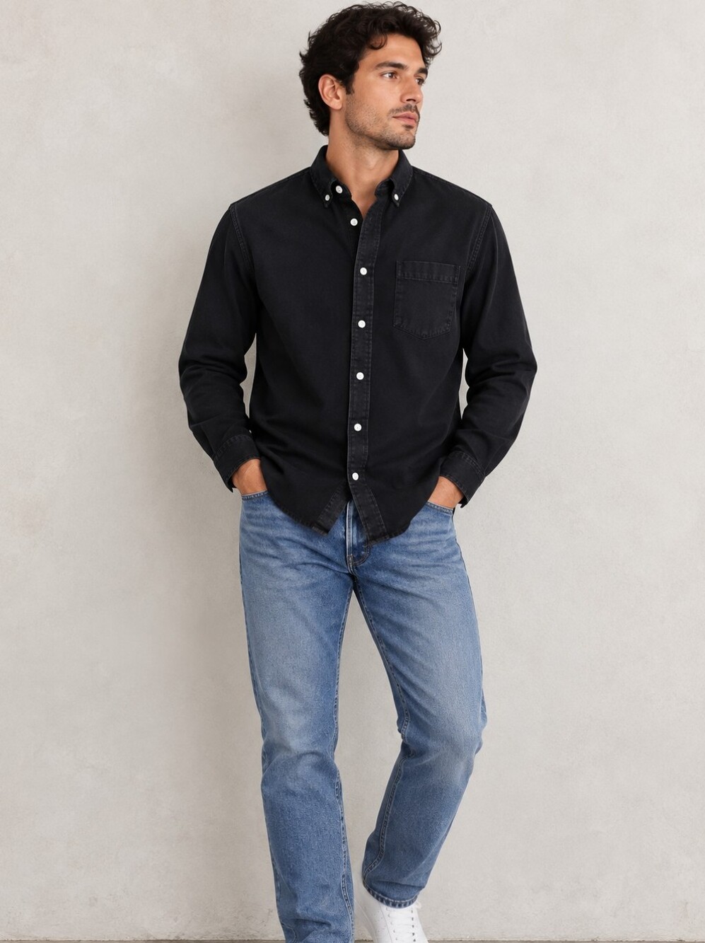 size:M Zara Men’s Black Button Down Shirt 100% Cotton Long Sleeve Casual